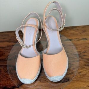 STUART WEITZMAN Mykonos canvas wedge espadrilles - orange mango - size 9